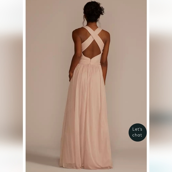 Davids bridal Bellini special occasion criss cross back halter dress size 2 - Picture 2 of 8